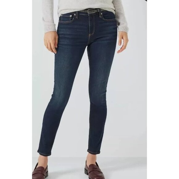 NWT Rag & Bone Carmen Cate Mid-Rise Ankle Skinny Jeans Sz 30‎ Dark Wash Stretch - Picture 1 of 11